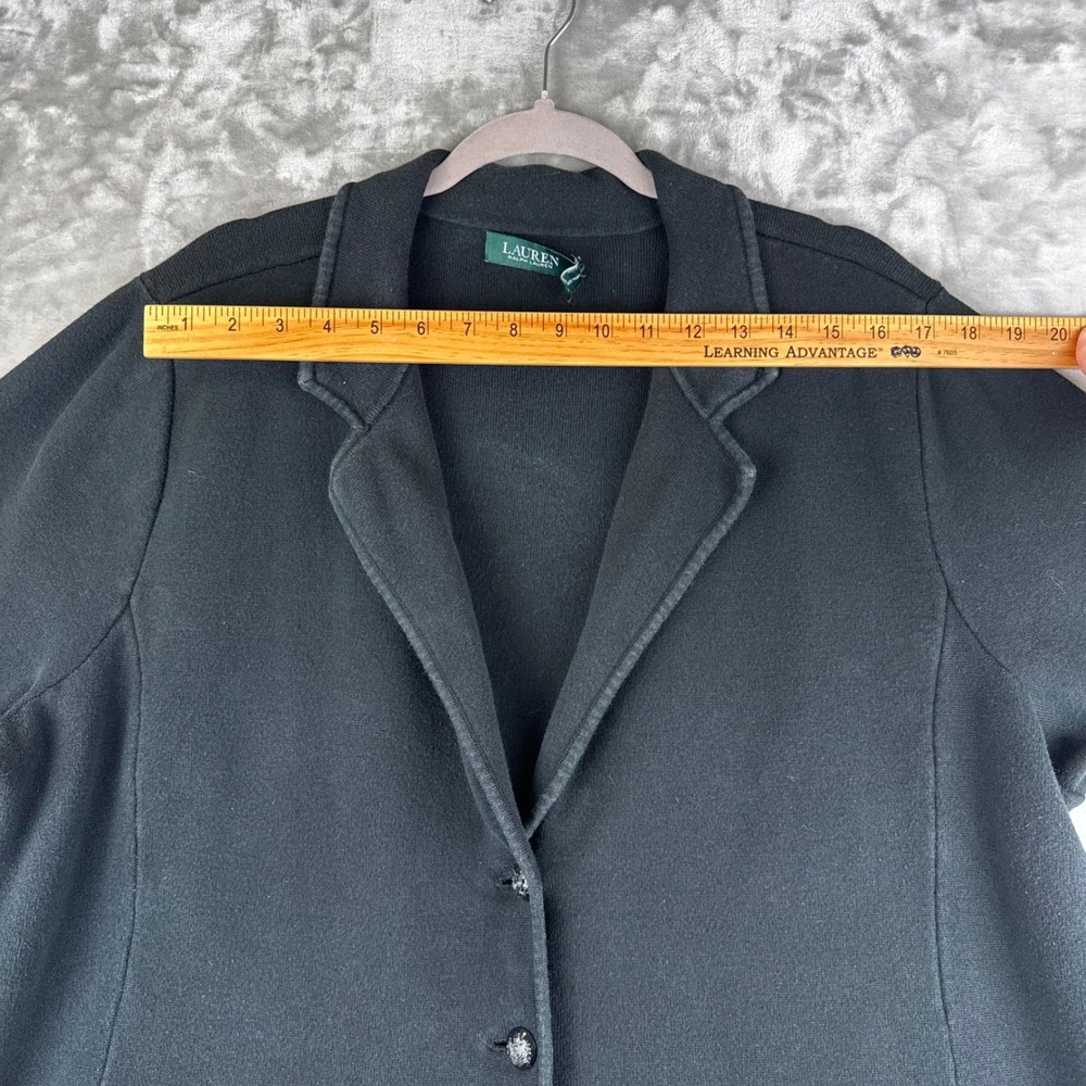 Lauren Ralph Lauren Knit Blazer Womens 3X Black Cotton Blend Button (1554) - Picture 9 of 12